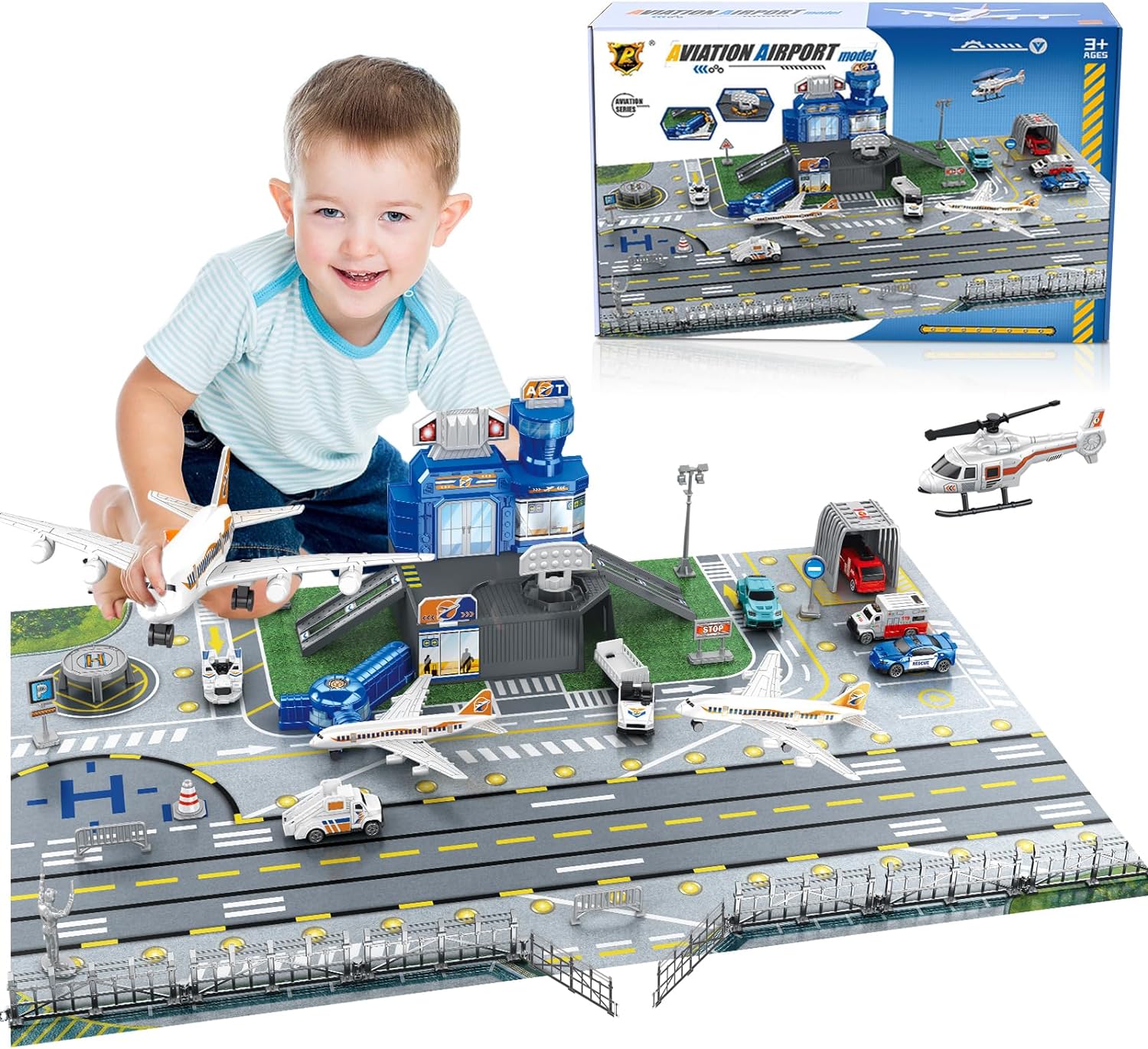Model Airplane Plastic - Speelset voor kinderen met luchthavenscène, inclusief