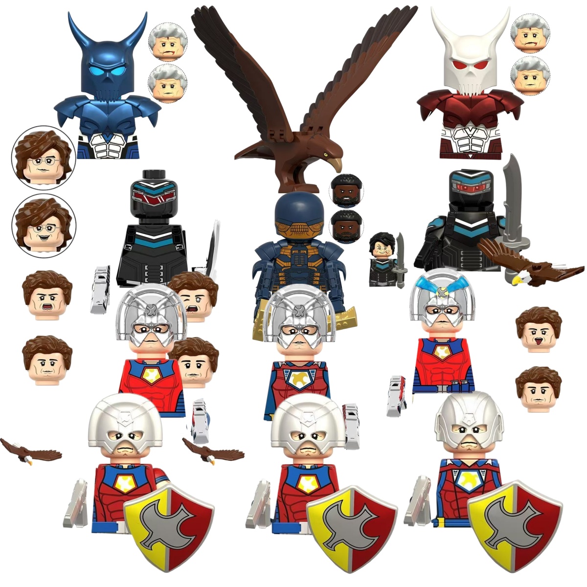 Lego Minifigure Holder - SuicideSquad Peacemaker Blauwe Draak Witte Draak
