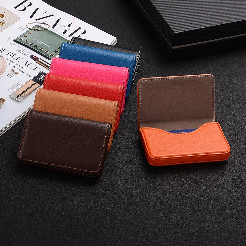 Card Top Loader - 2026 PU lederen visitekaartjeshouder met magnetische