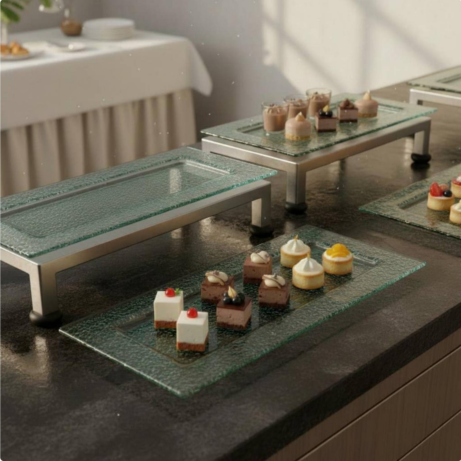 Display Risers Set - 3-laags serveerplateau multifunctioneel 3-laags presentatieplateau rechthoekig