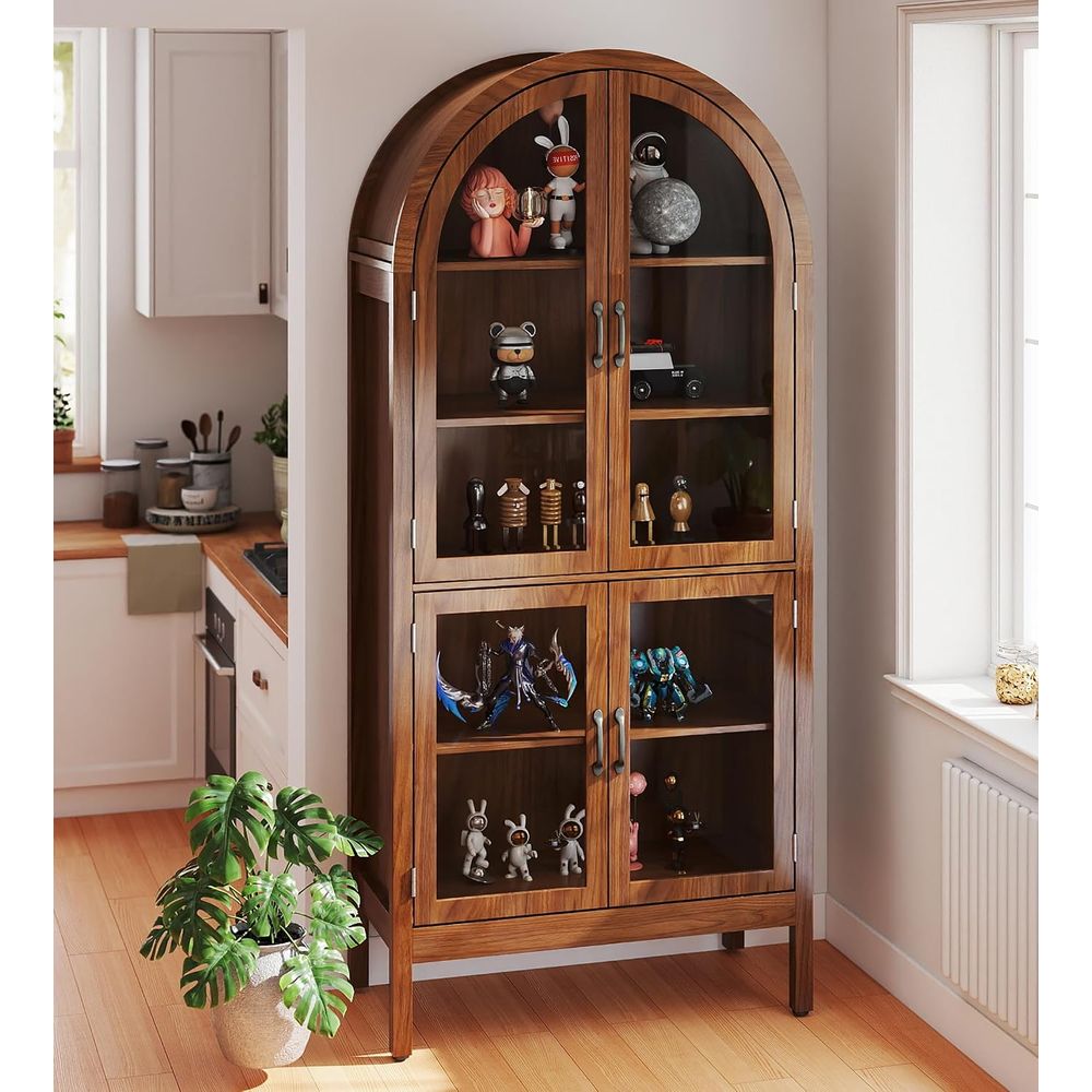 Display Case Acrylic - 70,9 cm hoge vitrinekast van walnoot