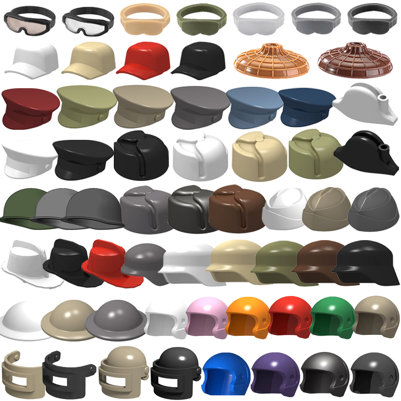 Lego Minifigure Holder - Militaire bouwstenen Accessoires Soldatenfiguren Sovjet-helmen Gardehoed