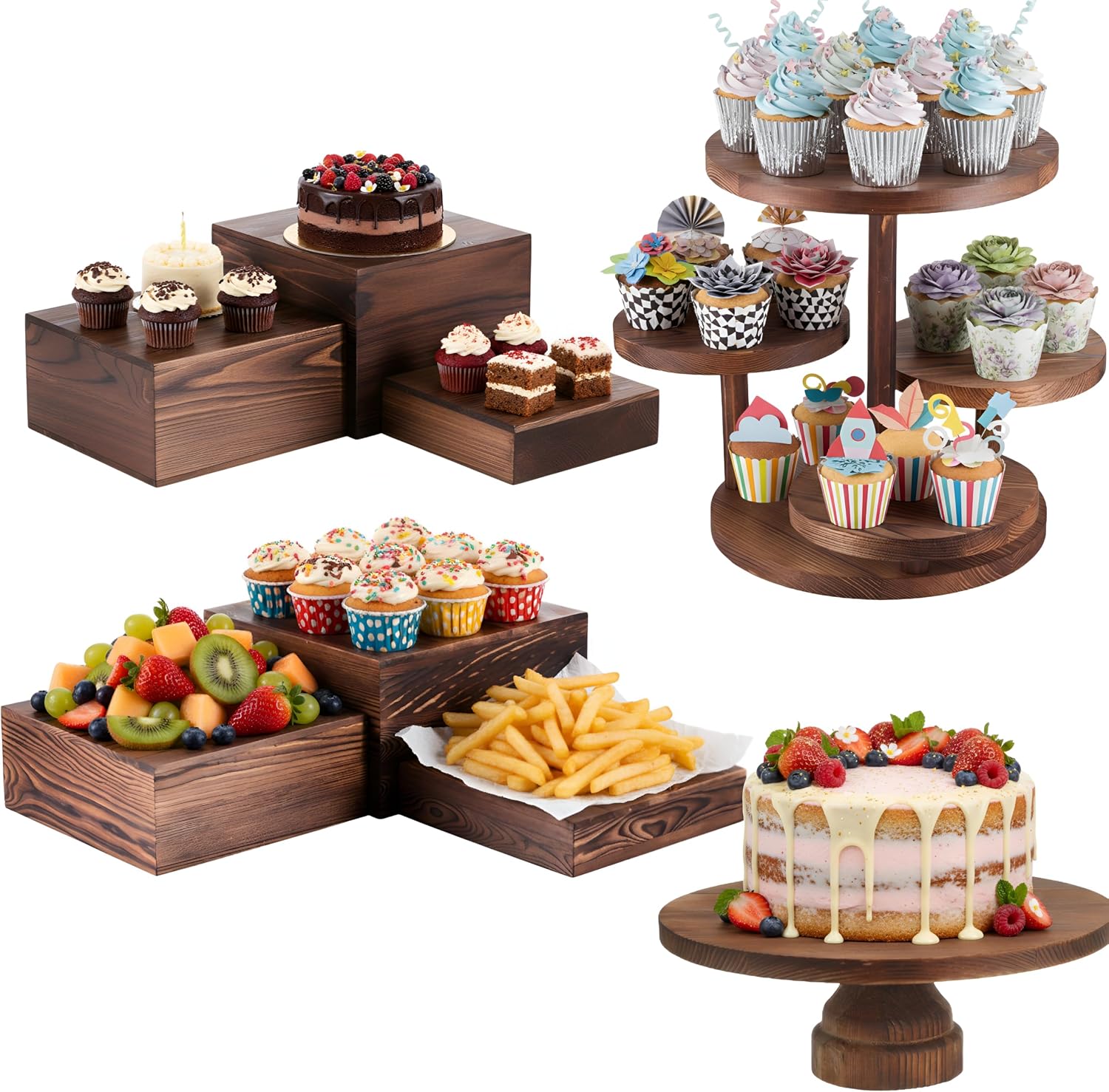 Display Risers Set - 4-laags ronde cupcaketoren standaardset van 8