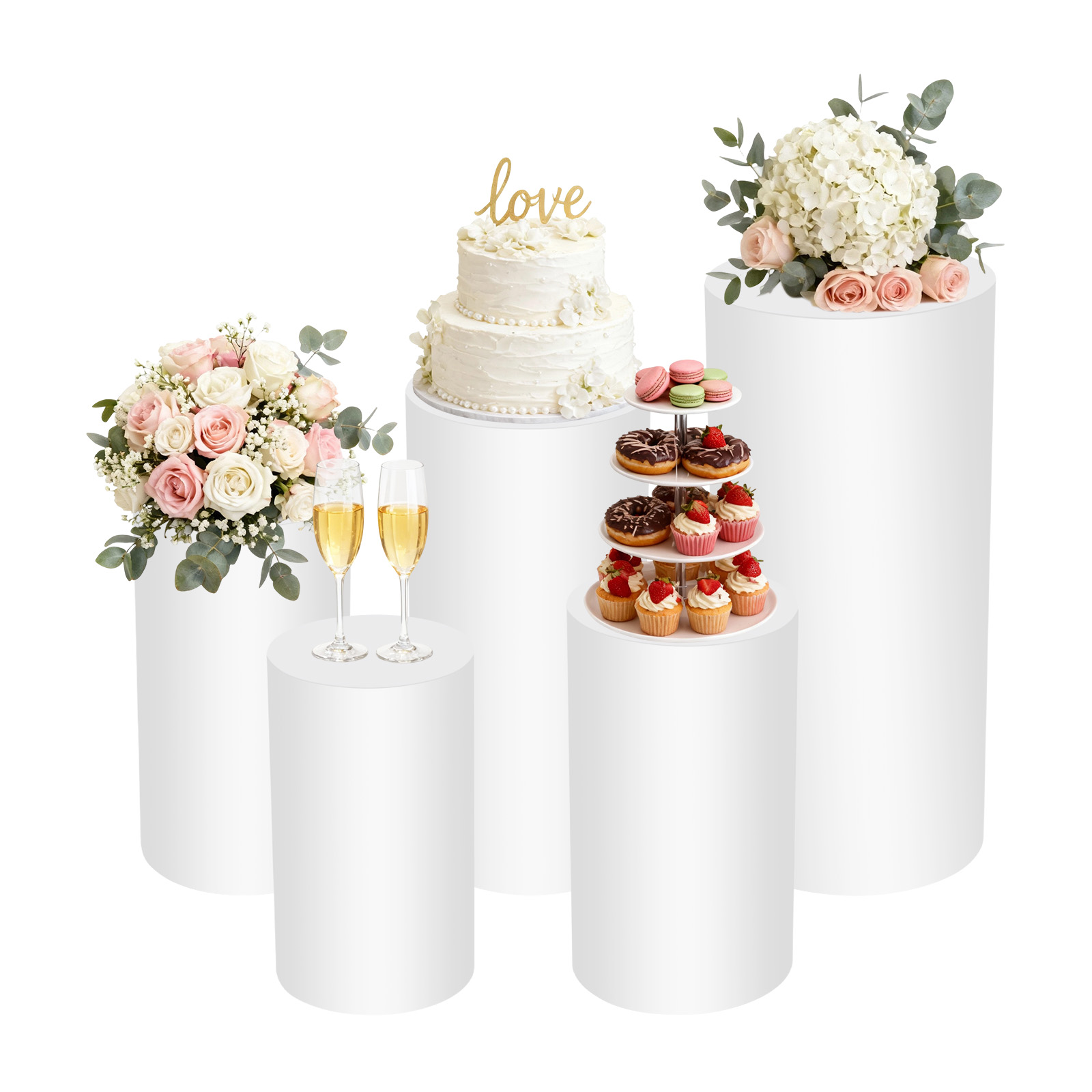 5-delige set witte cilindrisch - Display Risers Set recensie en prijs
